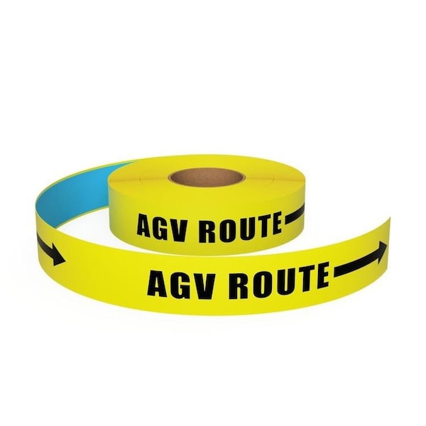 Ergomat Durastripe In-Line Printing 4in x 50ft Yellow - AGV ROUTE w/Arrow DSIL450-Y-AGVROUTE - main